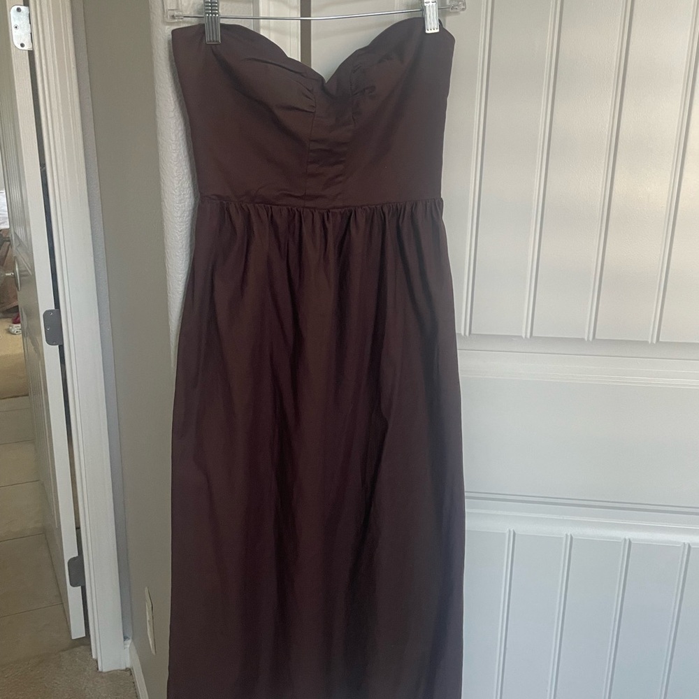 Reformation Chocolate Strapless Dress